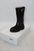 Allsaint Tay Suede Biker Boots, Dark Brown, Size 37
