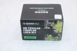 Four Rhino USA HD Trailer Coupler Kit, 5.8cm Anti Theft Lock Set. Box damaged