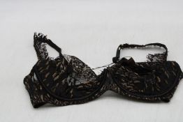 Coco De Mer Underwired Bra, Black/Gold, Size 34D