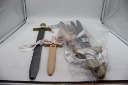Nine Wooden Children Play Daggers, 5x Princess Daggers, 35cm, 4x Ninja Warrior Daggers, 66cm