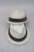 Two Failsworth Men's Panama Trilby Hats, Size L