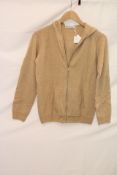 Bonpoint Elyan Cashmere Full Zip Hooded Cardigan, Sand, Size 14A