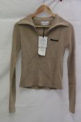 Blanche Carrick Zip Cardigan, Oxford Tan, Size S