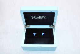 Poubel La Mer Sterling Silver Studs, Blue/White