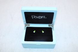 Poubel Iced Matcha Sterling Silver Studs, Green/White