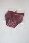 Four pairs of Snuggs Seamless Rib Briefs, Cherry Red, Sizes 2x L, and 2x S