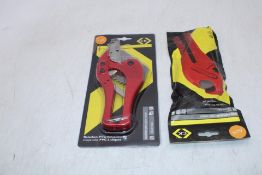 Two CK Tools Items to include 1x Ratchet PVC Pipe Cutter, 32mm Max, 1x PVC Conduit Pipe Cutter, 28mm