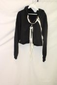 Milana Essential Cropped Hoodie, Black/White, Size M