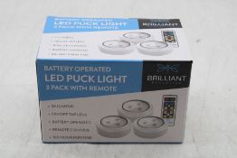 Three Packs of Brilliant Evolution Battery Operated LED Puck Light with Remote, 3 Lights Per Pack