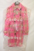 Boden Cheltenham Trench Coat, Pink/Yellow Check, UK 6P