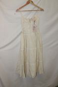 Oh Polly Esmeralda Lace Trim Pintucked Poplin Midaxi Dress, Ivory, Size 4