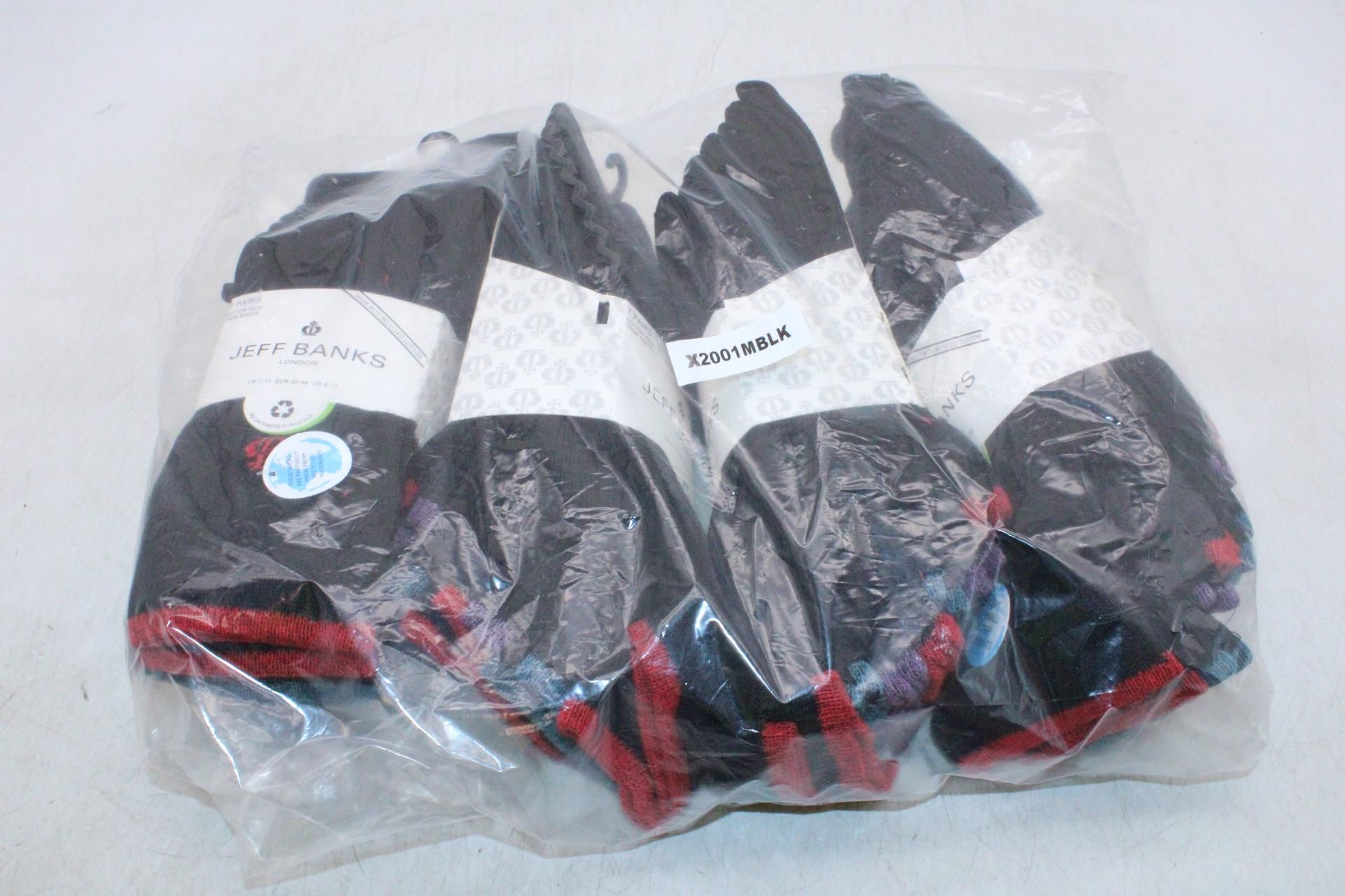 Four Packs Jeff Banks Men's Oxford Plain Socks, Black with Contrast, UK 7-11, 7 pairs Per Pack
