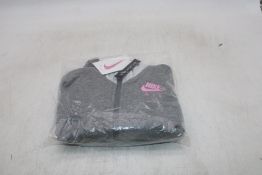 Nike Girls Cropped Hoodie, Grey/Pink, Size S