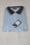 Olymp Casual Cotton Polo Shirt, Light Blue/Black, Size XXL