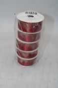 Five Rolls Vivant Forest Ribbon, Warm Red, 10M X 38MM