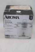 Aroma Housewares 14-Cup Stainless Pot-Style Rice Cooker & Food Steamer. Box damaged, Not checked