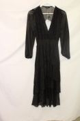 Maje Silk Dress, Black, Size T38