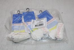 Nine pairs Tommy Hilfiger Children's Socks, White/Pink/Yellow/Blue, 6 UK 2.5-5 3 UK 9-11.5