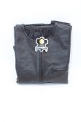 Leather Zip T-Shirt, Brand Unknown, Black, Size 4XL