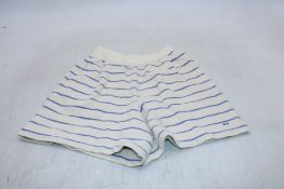 Bonpoint Kid's Cornelia Striped Shorts, White/Blue, Size 6Y