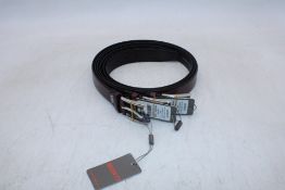 Three Monti London Leather Belts, Burgundy, Size 2x 100cm/38'', 1x 95cm/36''