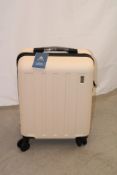 AVIO Jett 55cm Hard Shell Cabin Suitcase, Pearl White. Box damaged