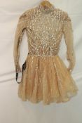 Albina Dyla Long Sleeve, Mini Tulle Dress, Beige/Crystal, No Size, Approx XXS