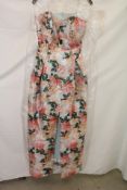 Sachin & Babi Giovanna Gown, Peach Peonies, Size 10