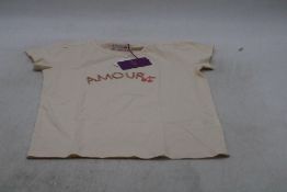 Bonpoint Caprica T-Shirt with Amour Print, Beige, Size Age 10