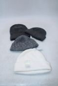 Four Abercrombie & Fitch Woollen Hats, Three Grey, One White, All One Size