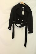 Miss Circle Crop Jacket with Belt, Black, Size M