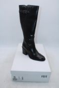 Clarks Mascarpone 2 Up Black Leather Boots, UK 7
