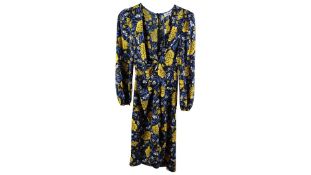 Diane Von Furstenberg Thanatos Dress, Passion Floral Black, Size 6