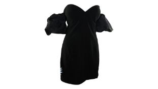 Ronny Kobo Off The Shoulder Mini Dress Woven Spandex, Black, Size M