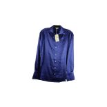 Ramy Brook Victoria Silk Blend Blouse, Navy, Size L