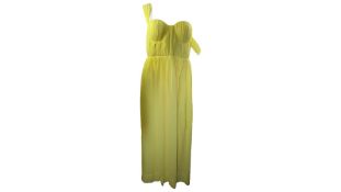 Miss Circle Paradise High Slit Yellow Chiffon Maxi Dress, US 12-14