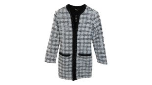 Maje Button Embellished Metallic Tweed Mini Dress, Blue/Black Size 38