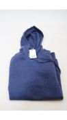 John Henric Men's Cashmere Hoodie, Dark Blue, UK S