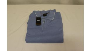 Boss Gorillo Knitted Polo Shirt, Pale Blue, Large