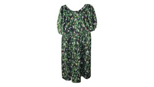 Stine Goya URSI 1611 Crinkled Poly Midi Dress, Fluor Mini Flowers, Size XXS