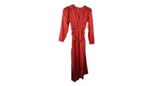 Ronny Kobo Carmen Belted Polkadot Dress, Red/White Dot, Size S