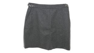 Claudie Pierlot Embellished Wool-Blend Felt Mini Skirt, Grey, EU 42/UK 8