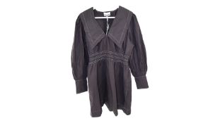 Ganni Women's Poplin Mini Dress, Black, Size 36