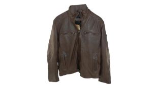 Bugatti Men's Leather Jacket, Brown, EU 52