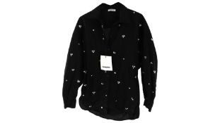 Sandro Women's Hand Embroidered Embellished Shirt, Black Size 2