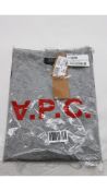 A.P.C Men's VPC Logo T-Shirt, Light Grey/Heather/Red, Size XL