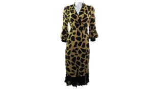 Diane Von Furstenberg Women's DVF Lucille Dress Giraffe Large Natural, Size UK 4
