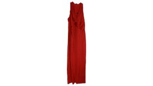 Ralph Lauren Pleated Satin Charmeuse Halter Gown, Red, Size 6P