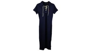 Ralph Lauren Women's T-Shirt Dress with Lace Up Neck, Navy, Size S