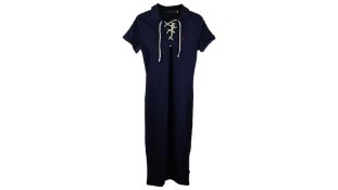 Ralph Lauren Women's T-Shirt Dress with Lace Up Neck, Navy, Size XS